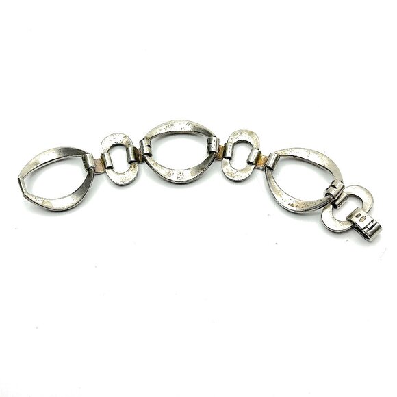 Vintage Italian Pietro Sorini Sterling Silver & Cobalt Enamel Link Bracelet - Picture 8 of 12